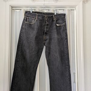Black Straight-Leg Jeans with Vintage Appeal Levi's 501 Button Fly 42 X 32